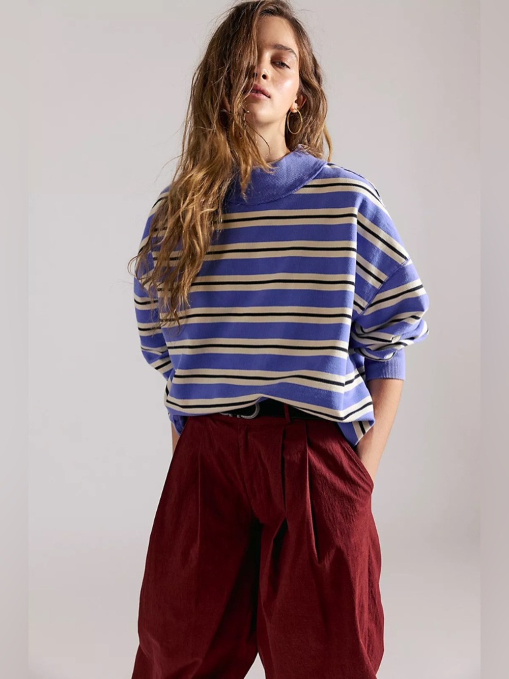 ( FP-24)  Free People Palm Springs Striped Pullover